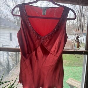 Red Sleeveless Top with Sequin Detail